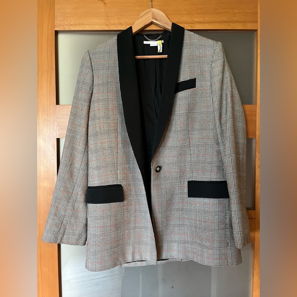 STELLA MCCARTNEY Classic Black and Gray Plaid Blazer